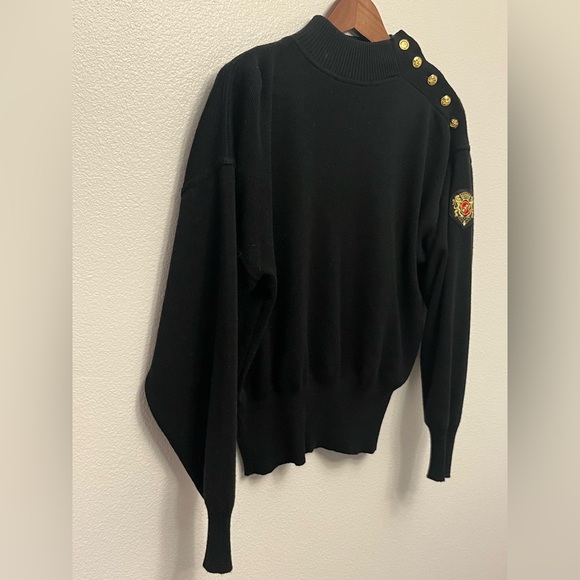 Vintage 70’s Meister Black Sweater with Gold Lion Crest & Fancy Buttons - a GEM! - Picture 8 of 14